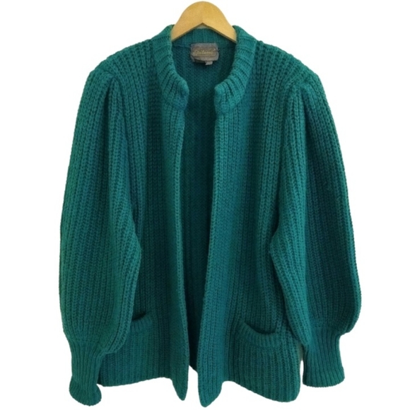 Vtg Balloon Sleeve Wool Cardigan - Picture 2 of 9